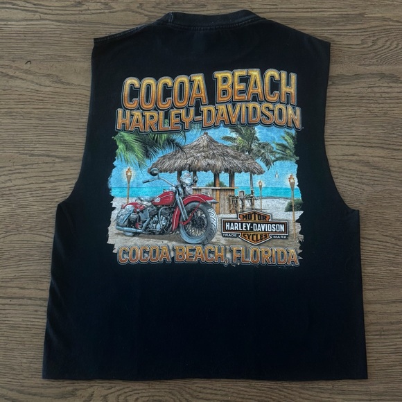 Vintage Y2K Harley-Davidson Cocoa Beach Florida Cutoff Cropped Tank Medium - Picture 4 of 7